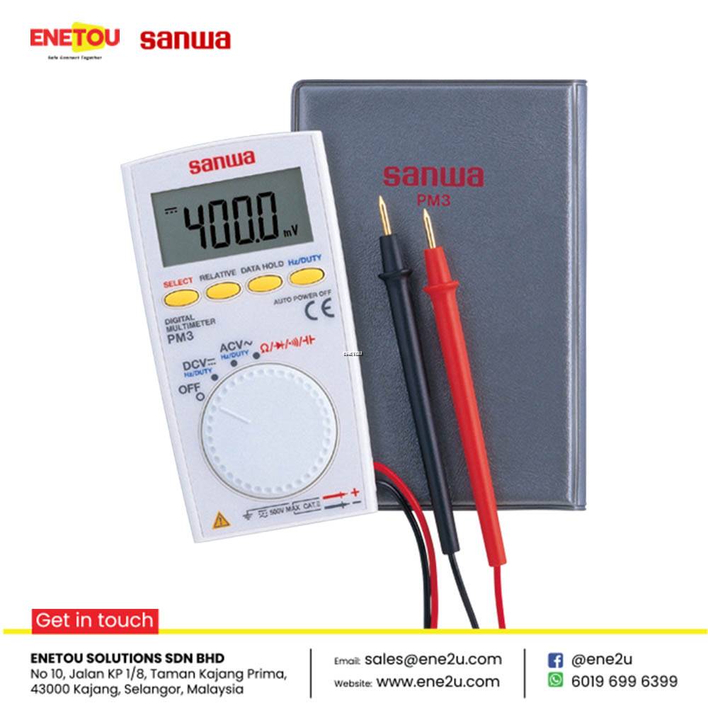 SANWA PM3 DIGITAL MULTIMETER 500V AC POCKET TYPE